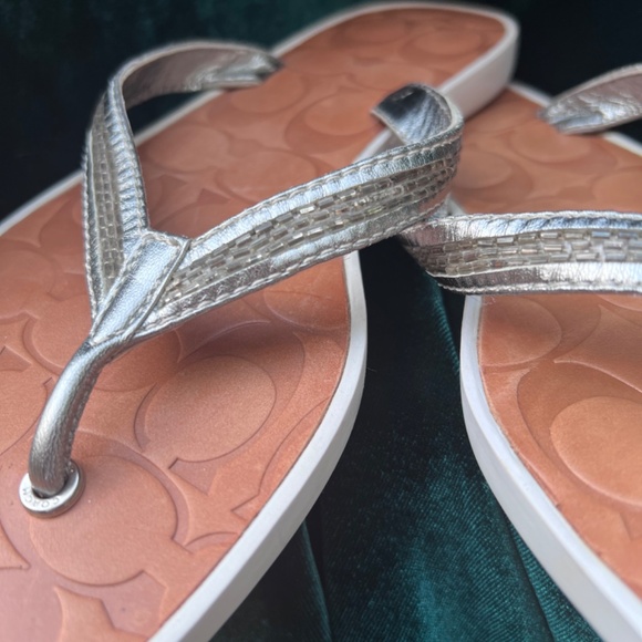 Coach Laurel Metallic White Sandals - Picture 6 of 12